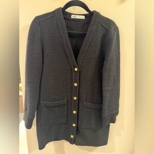 Zara Black Cardigan with Gold Buttons, size M  — Like New!